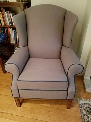 Lovely Brown Wing Chair with Dark Brown Cording